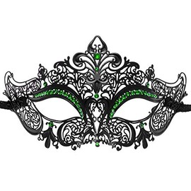 BEYOND MASQUERADE Masks for Women Masquerade Ball Mask for Prom, Festivals, Costumes, Holiday Parties, Masquerade Wedding (Black/Green)