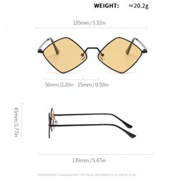 WDZAYXC Diamon Fashion Sunglasses with Metal Frame, UV400 Protection, black/yellow