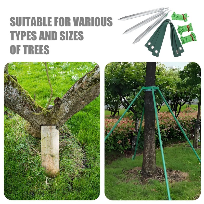 KONTONTY 9pcs Heavy Duty Tree Staking Straps Stakes Ropes Bark