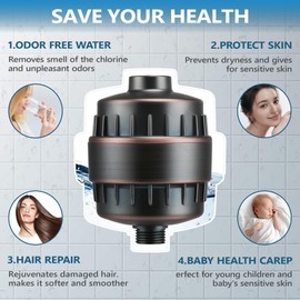 20 Stage Shower Head Dual Filter for Hard Water,High Pressure Shower Head with Filters for Remove Chlorine and Harmful Substances,Filtered Shower Head(bronze colour)