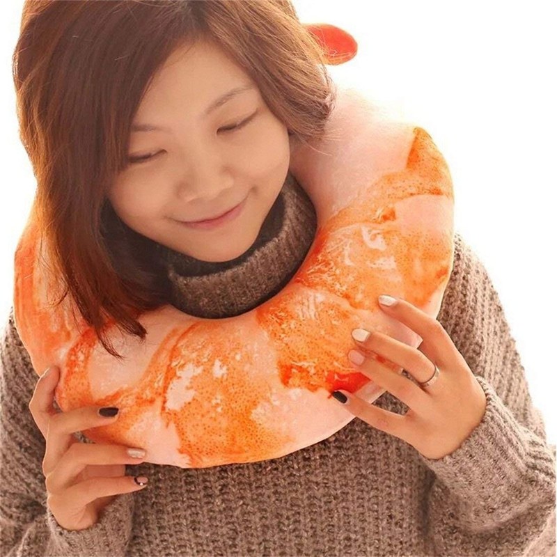 Goetland Large Shrimp Neck Pillow U Shaped Realistic Simulation Travel