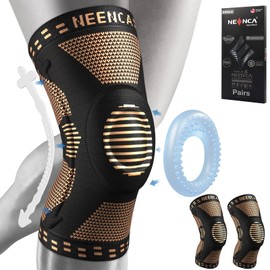 NEENCA 2 Pack Knee Braces for Knee Pain, Compression Knee Sleeves with Patella Gel Pad & Side Stabilizers, Knee Support for Men Women, Meniscus Tear, Arthritis, Joint Pain, ACL,PCL,MCL,Runner, Workout