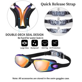 Hurdilen Swim Goggles Swimming Goggles No Leaking with Nose Clip, Earplugs, Swim Cap and Case for Men Women