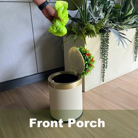 Yatmung Dog Poop Trash Can Outside - 2.6 Gal Small Pet Waste Container with Lid - Outdoor Poop Garbage Can - Front Porch, Backyard, Waste Bin for Dog Poop - Plant Styled Dog Poop Bucket - Cream