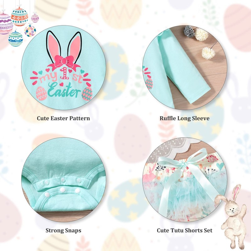 Conjunto de 4 piezas de ropa de conejo de Pascua