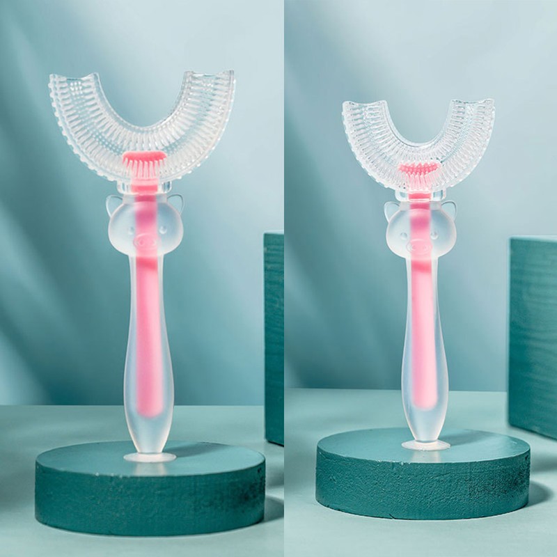2 Pcs Kids U Shaped Toothbrush 360° Oral Teeth Cleaning