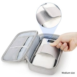 Portable Tech Accessories Organizer - Travel Cord, Charger & Storage Carrying Case for Devices, Navy, Black & Gray (Light Gray), Grey, Light, Modern Travel Bags