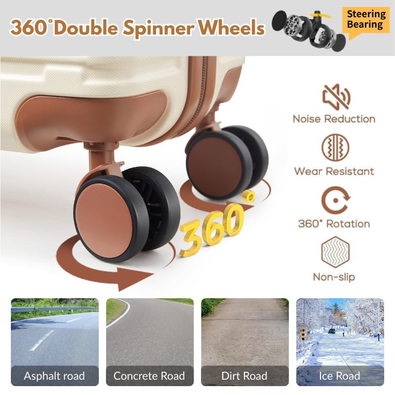 NEISIA Luggage Sets 3 Piece with spinner wheels, PC+ABS Hard