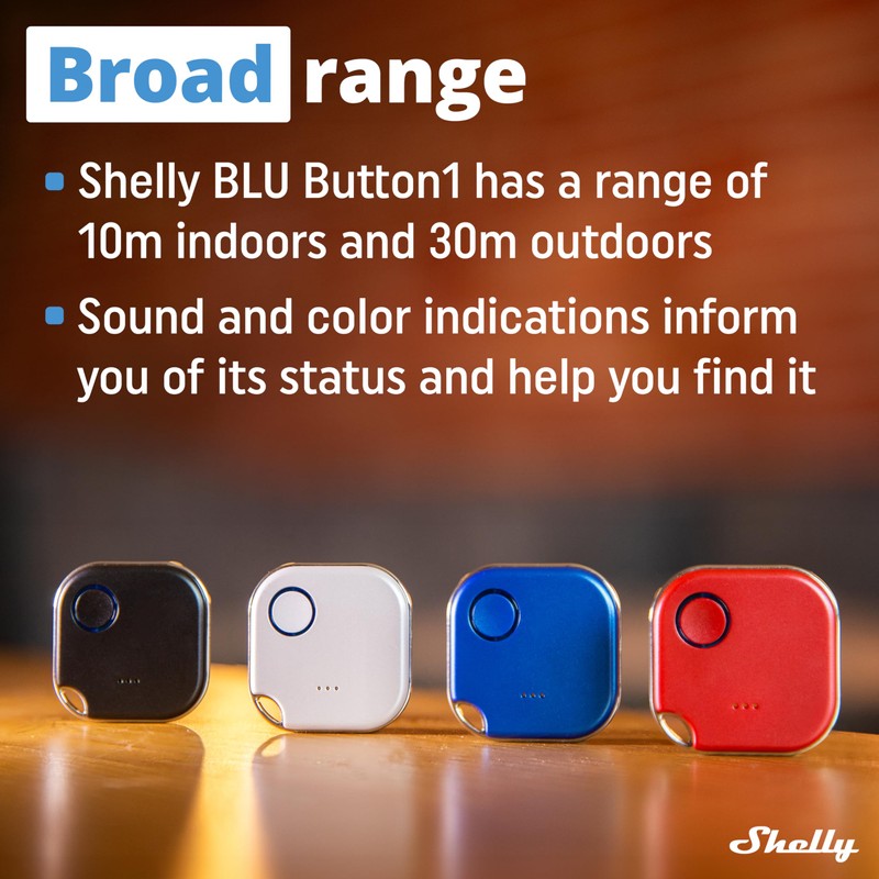 Shelly BLU Button1 Black | Bluetooth-Operated Action and Scenes Activation