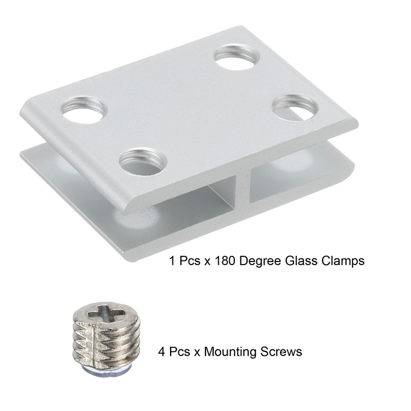 uxcell 180 Degree Glass Clamp, for 5-8mm Thick Adjustable Double