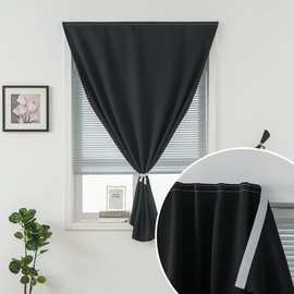 Adhesive Blackout Curtains- Self Stick Shades Window Blinds Curtains No Rod Needed Easy to Hang Curtains, Use for Bedroom, Living Room, Dining Room, Kitchen, Home Office, 35"W X 71"L, Black, 1 Panel