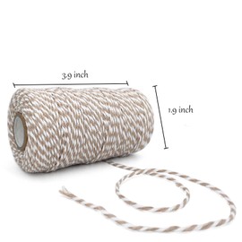 Twine String Coffee and White Butchers String 328 Feet 2mm Thick Christmas Twine String for Wedding Decor Gift Wrapping DIY Crafts Home Decoration String Art