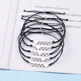 CheersLife Pack of 2/3/4/5 Sister Bracelets, Best Friend Bracelets, Friendship Wish Bracelet, Stainless Steel Matching Bracelets, Gift for Mother and Daughter, Hollow Out Heart Bracelets, Stainless