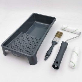 Mako Wow Plus 5-Piece Paint Set - Paint Tray, Radiator Roller Bracket, Replacement Roller, Flat Brush