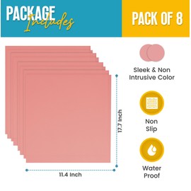 Refrigerator Liners for Shelves (8 Pack) by Linda’s Essentials - Non-Adhesive Shelf or Drawer Liner, BPA-Free Fridge Mats for Kitchen & Cabinets, Easy to Clean, Ideal Household Essentials (Pink)