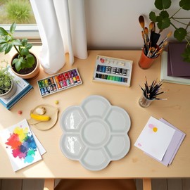 2Pcs Watercolor Paint Palette Tray Water Color Palletes Washable Paint Ceramic Paint Palette Porcelain Watercolor Palette for Artist Watercolor Painting Palettes and Palette Cups（White）