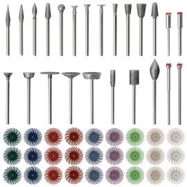 51Pcs Diamond Burr Bits Compatible with Dremel Tool Accessories, HOMEIDOL Polishing Kits, 1" Radial Bristle Disc with 3/32", 1/8" Shank, Diamond Grinding Bits for Stone Ceramics Metal Sanding