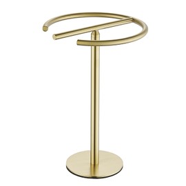 Hand Towel Holder Stand, Free-Standing Towel Rack Brushed Gold, SUS304 Stainless Steel Towel Bar Rack Stand, Tower Bar for Bathroom Kitchen Vanity Countertop