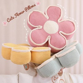 Sexysamba Flower Shaped Floor Seat Pillows Cushions 25.6" x 7.5", Giant Aesthetic Daisy Flower Decorative Throw Pillows Preppy Floor Seating Cushion for Girls Bedroom Room Sofa Chair Decor,Coffee