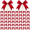 PHIEZC Pack of 50 Christmas bows, dovetail bowknot, red ribbon