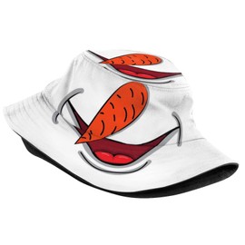 Christmas Snowman Smiling Face Bucket Hat for Men Women, Fashion Unisex Print Christmas Reversible Bucket Hat