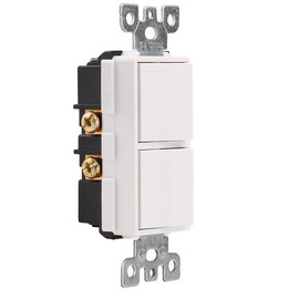 Wengart Duplex Rocker Combination Decorator Switch,120VAC 15Amp,Ground Terminal,Residential/Commercial Grade,2 Individual Switches,UL Listed,Pack of 1,White