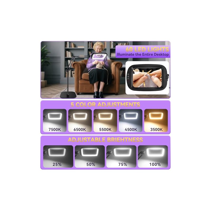 30X 10X Extra Large Floor Magnifying Glass with Light and