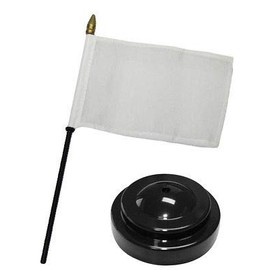 K's Novelties White Plain Solid Color 4"x6" Flag Desk Wood Table Stick Staff Black Base