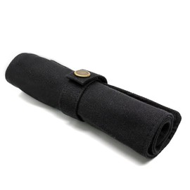 Pure Color Pen Pencil Wrap Pencils Roll Holder,Simple Retro Style Pen Pouch Bag Coloring Pencils Organizer Holder Colored Pen Paint Brush Storage Pouch (Black, One size)