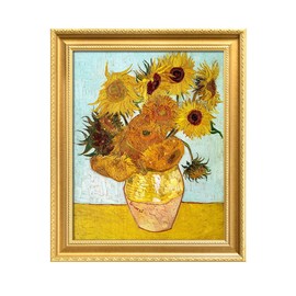 IPIC - Sunflowers 1888 by Vincent Van Gogh, Famous Artist Reproduction Wall Art with Solid Wood Frame. Suitable Wall Decor for Living Rooms, Bedrooms, Offices, Total Size: 24.75x20.75