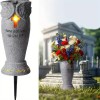 Unbranded Solar LED Cemetery Vase with Cross Light Angel Memorial