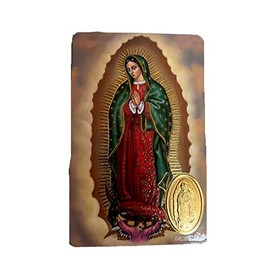 Our Lady of Guadalupe Holy Card with Medal and Prayer on Back (5-Pack)