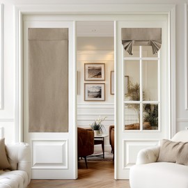 NICETOWN - Cortinas opacas para puerta francesa, 100 % lino, de 30 x 69 pulgadas de largo, para privacidad de granja, persianas de oscurecimiento de habitación, cortinas con aislamiento térmico para