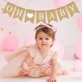 Baby Shower Banner, Welcome Baby Signs Baby Shower Decorations, Oh Baby Sign for Burlap Baby Shower Decorations Elegant Baby Announcement Sign for Boy and Girl