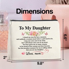 UPNEGE to My Daughter Makeup Bag Gifts from Mom, Gifts for Daughter Christmas Birthday, Daughters Cosmetic Bag Zipper Makeup Pouch