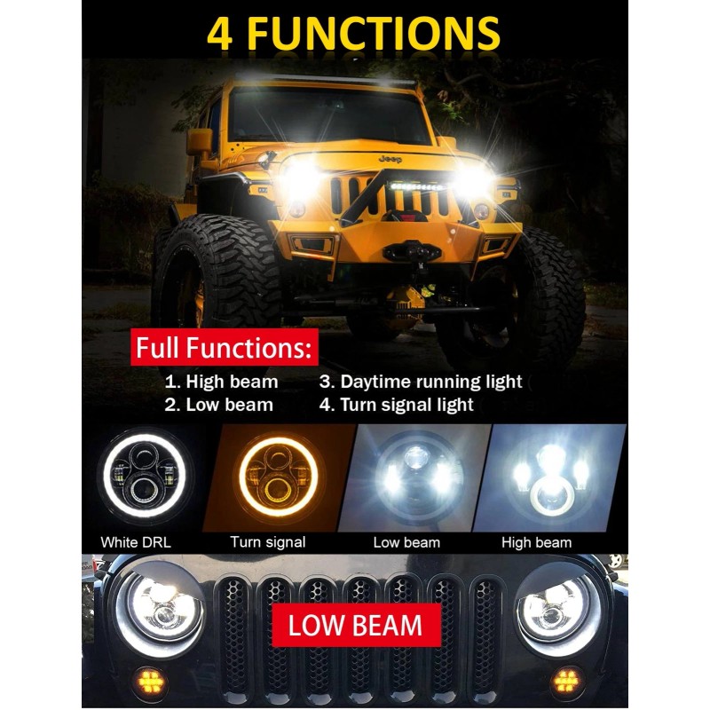 us- 2pcs Fit Mack R Series 7'' Inch Round LED