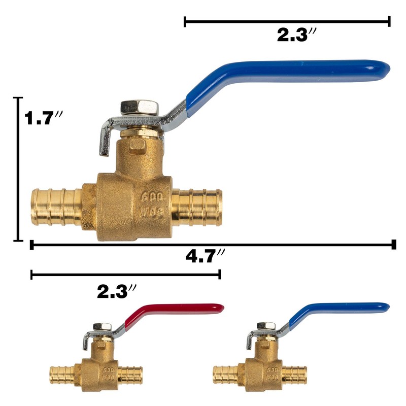 Hourleey 2 Pieces 1/2 Inch Pex Brass Full Port Shut