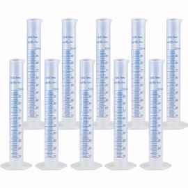 10Pack 100ml Plastic Graduated Cylinder, Plastic Measuring Cylinder Set, 2-Sided Marking Lab Cylinders, Clear Science Measuring Cylinder for Home and School Science, Laboratory Supplies