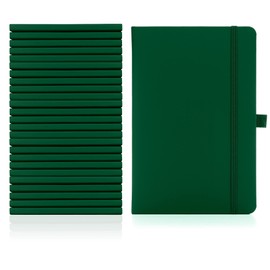 Notes London 10 x A5 Notebook Bulk Pack, A5 Notebook with Lined Pages, Pen Loop and Expandable Paper Pocket Hardback Journal Notepad Note Book Notes Diary Pad (Green)