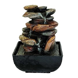 Relaxus Mini Aqua Stones Indoor Water Fountain, 5.25" x 5.25" x 7.25" Inches - Table Top Water Fountain Indoor for Relaxation and Soothing Ambinace with Calming Sound of Water and Waves