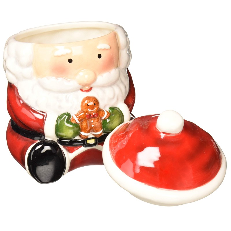 Cosmos Gifts 56521 Santa with Gingberbread Man Cookie Jar, 7-1/8-Inch