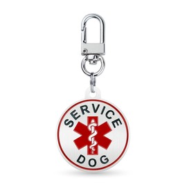 Service Dog ID Tag for Small & Large Dogs - Emotional Support ESA Medical Alert Collar Accessory - Durable Stainless Steel Service Animal Tag - Classic Service Tag in Silver Small