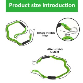 Zafina-UP 4 Feet Bungee Dock Line Mooring Rope 2-Pack for Docking with Stainless Steel Clip Accessories for Boats PWC, for SeaDoo Honda Aquatrax Bass Boat, Green