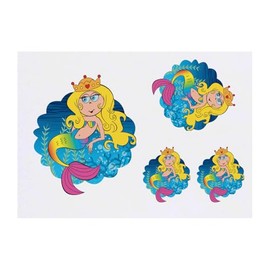 4 x 'Mermaid Queen' Temporary Tattoos - Water Resistant, Skin-Safe, Non-Toxic Transfers, Mixed Sizes (TO00079632)