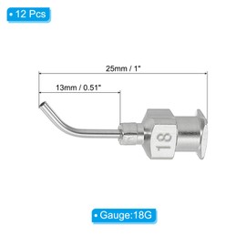 PATIKIL Curved Blunt Tip Dosing Needles 18G, Pack of 12 0.5 Inch Stainless Steel Liquid Dispenser, Curved Flow Needles with Luer Lock for Refilling Liquid Ink
