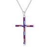 MUYUU American Flag Cross Necklace, Silver Plated Patriotic Cross Pendant