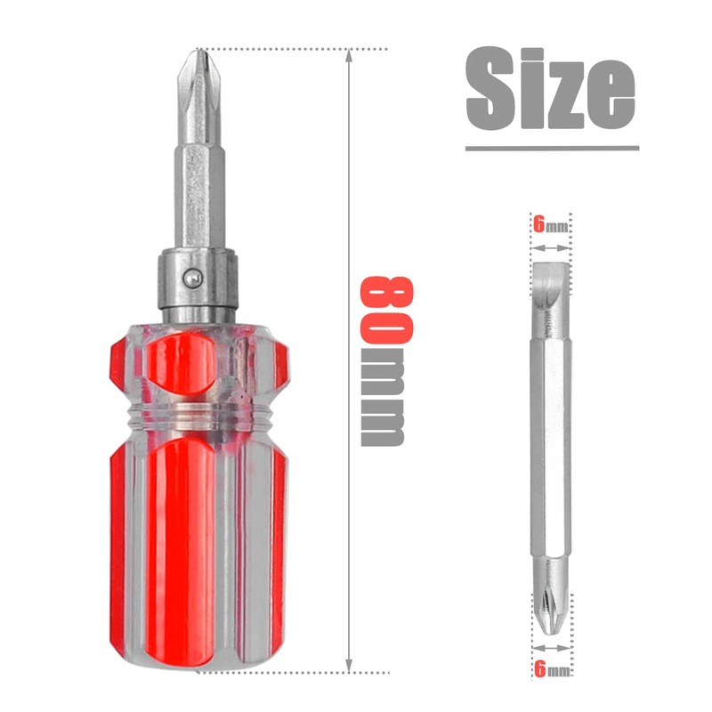 Bestgle 5 Pcs Stubby Screwdriver Set, Phillips and Flat Head