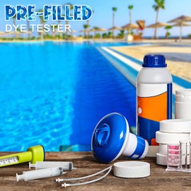 Threlaco 2 Set Dye Tester Syringe Tube (Dye Free) Pool Leak Dye Tester Pool Leak Detection Dye Kit Include 2 Silicone Needles