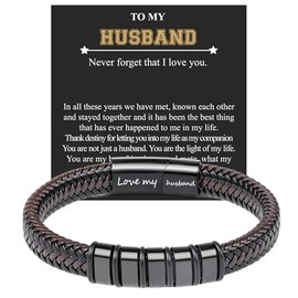 Gifts for Men - Gifts for Husband - Mens Bracelets Leather Gift for Mens,Christmas,Thanksgiving Day,Wedding Anniversary,Birthday Gift for Men Who Have Everything