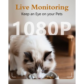 Yakry Automatic Cat Feeder with Camera - 5G WiFi Easy Setup App Control Cat Dry Food Dispenser with Stainless Steel Bowl, 17 Cups, HD 1080P Video with Night Vision for Small Pets Indoor